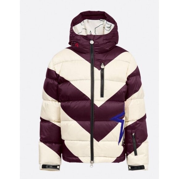 Perfect Moment Super Mojo Striped Puffer Down Jacket Burgundy Youth Size 10 NWT - Picture 1 of 10